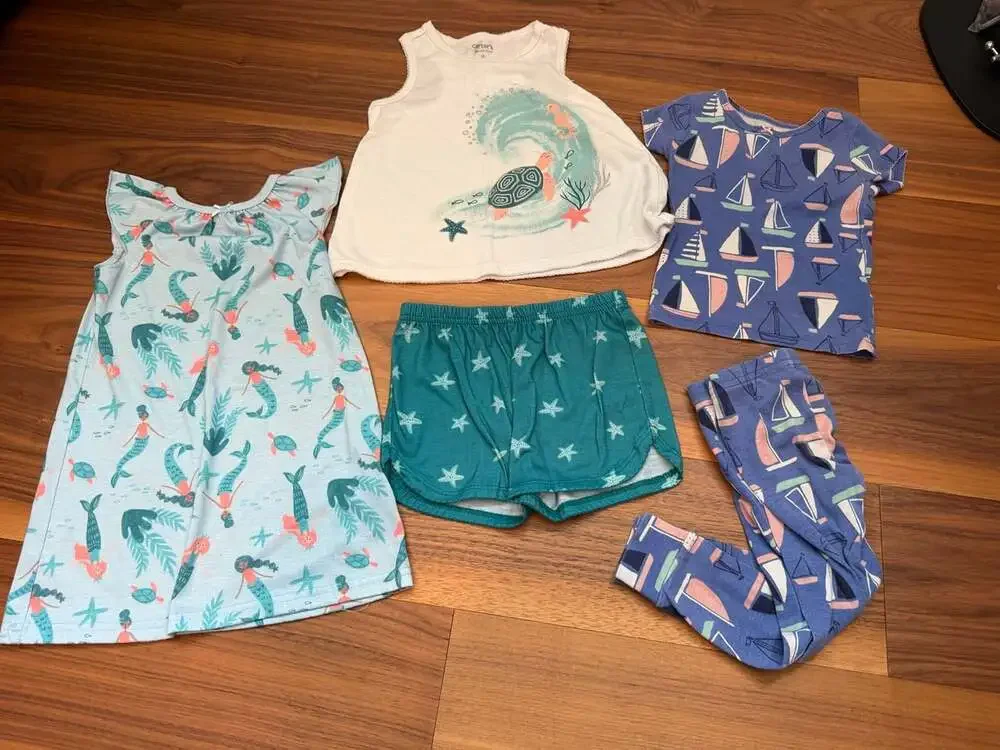 Carter's Girls 2T Nautical Mermaid PJ Trio